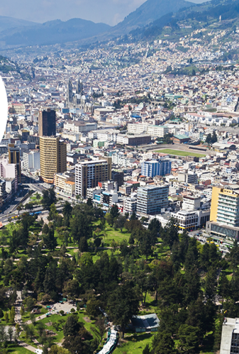 Aerial view of north central Quito sector El Ejido Park and The Panecillo at the bottom. In Quito the Habitat III conference whose negotiations will result in the New Urban Agenda.
