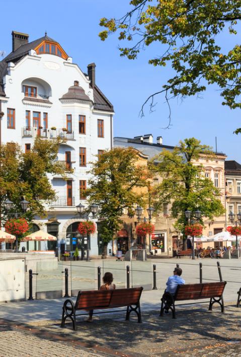 Marktplatz der Stadt Bielsko-Biała in Polen