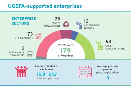 infographic showing the sectors of the UGEFA-supported enterprises